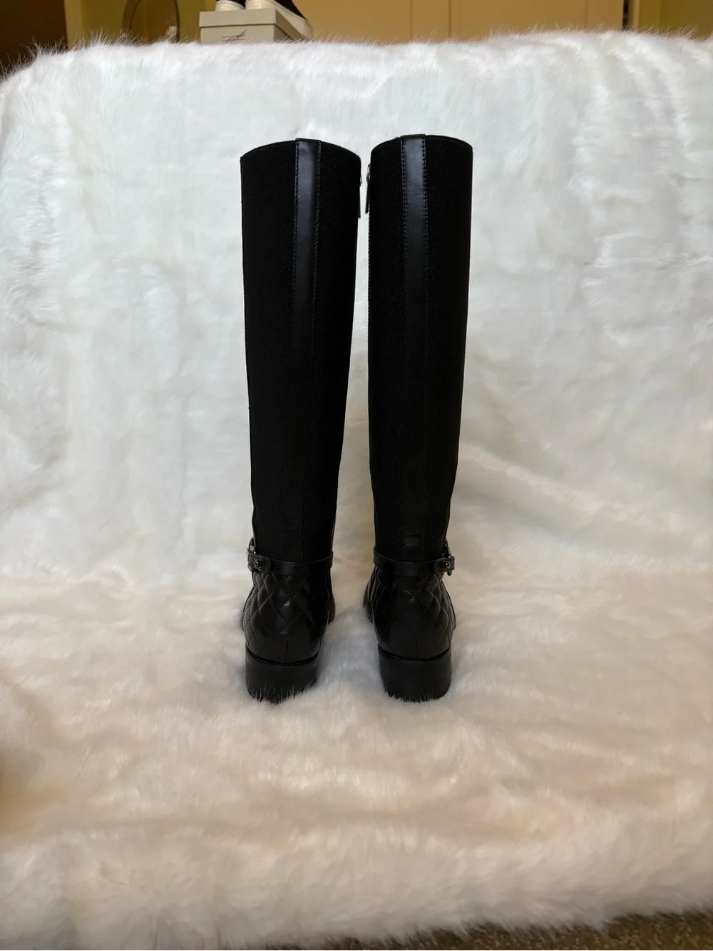 Aquatalia Black Leather Over-The-Knee Riding Boots with Bit Detail
